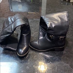 Black long knee boots